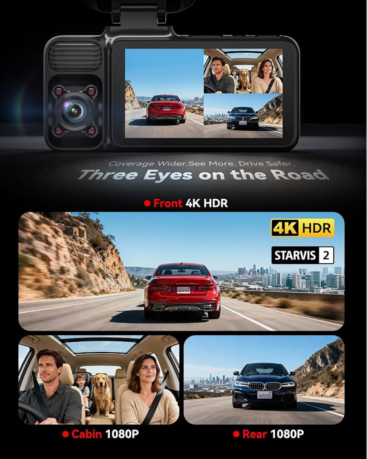 4K 3 Channel Dash Cam
