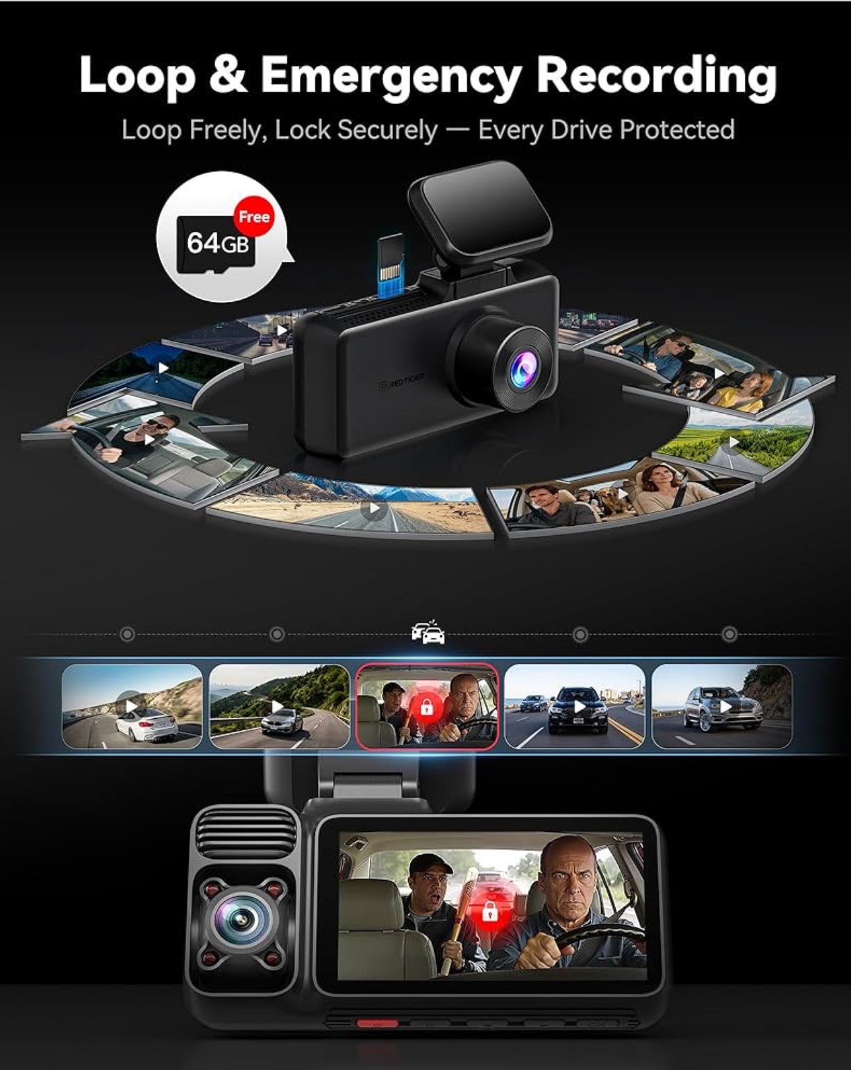 4K 3 Channel Dash Cam
